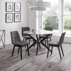 Julian Bowen Hayden Panelled Dining Chair - Grey Linen