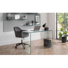 Julian Bowen Kahlo Velvet Swivel Office Chair - Grey/Black