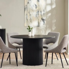 Julian Bowen Louis Fluted Round Dining Table - Black