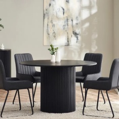 Julian Bowen Louis Fluted Round Dining Table - Black