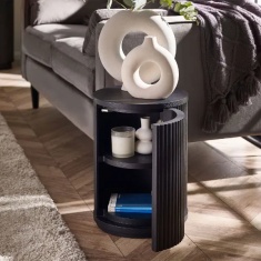 Julian Bowen Louis Fluted Side Table With Door - Black
