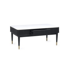 Julian Bowen Louis Fluted Stone Top Coffee Table With 2 Drawers - Black