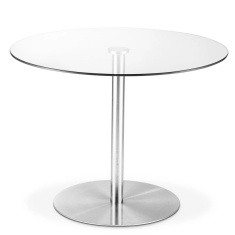 Julian Bowen Milan Round Glass Brushed Steel Pedestal Table