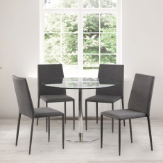 Julian Bowen Milan Round Glass Brushed Steel Pedestal Table