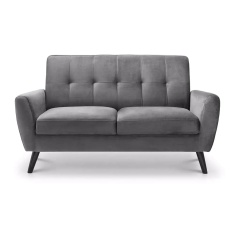 Julian Bowen Monza 2 Seater Sofa - Dark Grey Velvet