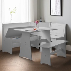 Julian Bowen Newport Corner Dining Set With Storage Bench - Dove Grey