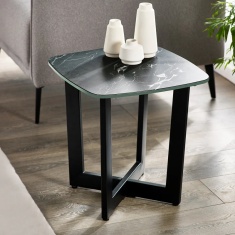 Julian Bowen Olympus Lamp Table - Black Marble Julian Bowen Olympus Lamp Table - Black Marble