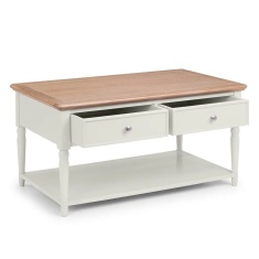 Julian Bowen Provence 2 Drawer Coffee Table - Grey/Limed Oak