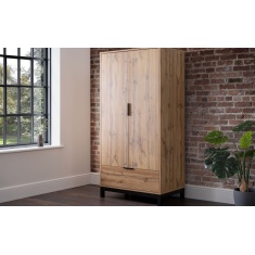 Julian Bowen Bali 2 Door 1 Drawer Wardrobe - Light Oak