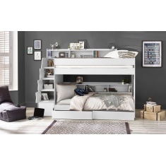 Julian Bowen Camelot Bunk Bed with Staircase - White
