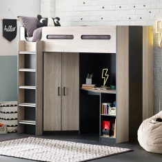 Julian Bowen Hercules High Sleeper - Woodgrain & Anthracite