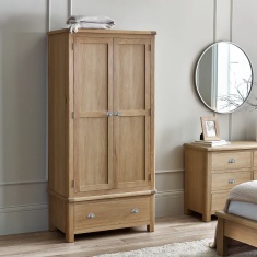 Julian Bowen Memphis 2 Door 1 Drawer Wardrobe - Limed Oak