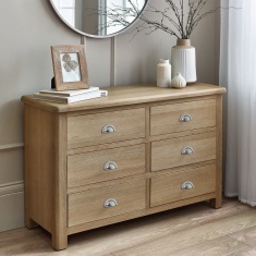 Julian Bowen Memphis 6 Drawer Wide Chest - Limed Oak