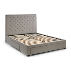 Julian Bowen Wilton Deep Button 4 Drawer Bedframe - Grey Linen