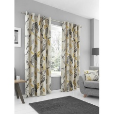 Fusion Ensley Lined Eyelet Curtains - Ochre