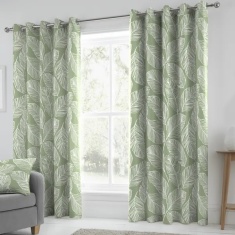 Fusion Matteo Lined Eyelet Curtains - Green Fusion Matteo Lined Eyelet Curtains - Green