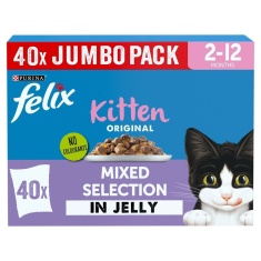 Felix Original Kitten Mixed Selection in Jelly Wet Cat Food - 40 x 85g Felix Original Kitten Mixed Selection in Jelly Wet Cat Food - 40 x 85g