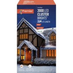 Premier 2000 LED Cluster Timer Lights 25m - White