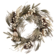 Festive Frosted Bristle Gold Leaf Wreath - 56cm Festive Frosted Bristle Gold Leaf Wreath - 56cm