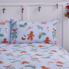 Catherine Lansfield Christmas Gingerbread Duvet Set - Blue
