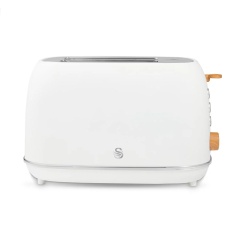 Swan ST19030WHT Fjord 2 Slice Toaster - White & Wooden Accents