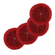 Peggy Wilkins Bliss Beaded Coasters Set Of 4 - Red