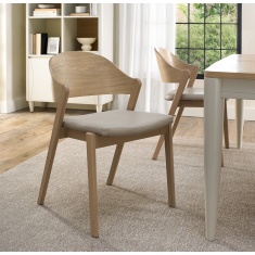 Delta Scandi Oak Ply Back Dining Chair - Ivory Bonded Leather (Pair) Delta Scandi Oak Ply Back Dining Chair - Ivory Bonded Leather (Pair)
