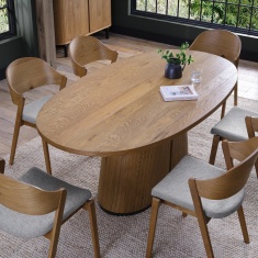 Kingston Rustic Oak 6 Seater Fixed Dining Table