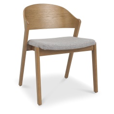 Kingston Rustic Oak Ply Back Dining Chair - Lotus Grey Fabric (Pair)