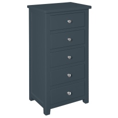 Cannes 5 Drawer Narrow Chest - Painted Blue