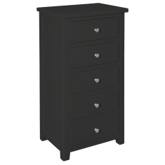 Cannes 5 Drawer Narrow Chest - Painted Charcoal Cannes 5 Drawer Narrow Chest - Painted Charcoal
