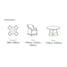 Cuba 4 Seat Dining Set - Grey