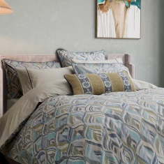 Bedeck Of Belfast Rayanne Duvet Set - Soft Teal & Green