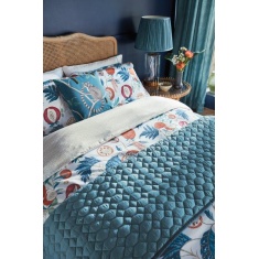 Sanderson Jackfruit Quilted Throw - Indigo/Papaya