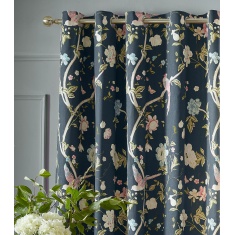 Laura Ashley Summer Palace Eyelet Curtains - Midnight