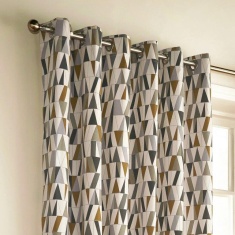Furn Reno Geometric Eyelet Curtains - Charcoal/Gold