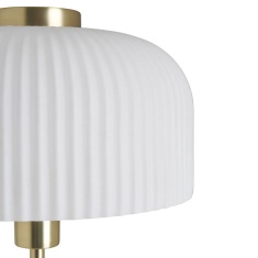 BHS Binita Glass Ribbed Floor Lamp - Opal & Brass