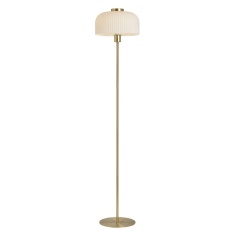 BHS Binita Glass Ribbed Floor Lamp - Opal & Brass BHS Binita Glass Ribbed Floor Lamp - Opal & Brass