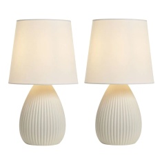 BHS Freya Teardrop Ceramic Table Lamp Pack of 2 - Cream