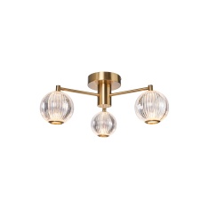 BHS Rimi Acrylic Ball 3 Light Semi Flush - Brass BHS Rimi Acrylic Ball 3 Light Semi Flush - Brass