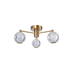 BHS Rimi Acrylic Ball 3 Light Semi Flush - Brass