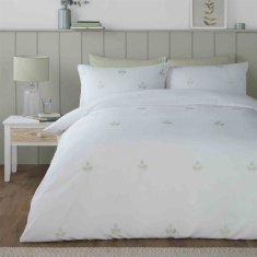 Serene Emily Embroidery Duvet Set - White/Green
