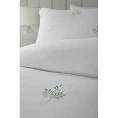 Serene Emily Embroidery Duvet Set - White/Green