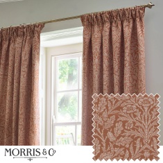 Morris & Co Acorn Tonal Pencil Pleat Curtains - Brick