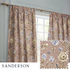 Sanderson Porcelain Garden Pencil Pleat Curtains - Blush
