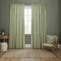 Sanderson Sessile Leaf Pencil Pleat Curtains - Sage