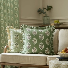 Sanderson Sessile Leaf Ruffle Feather Rich Cushion 50cm - Sage