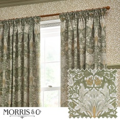 Morris & Co Snakeshead Pencil Pleat Curtains - Sunflower/Stone