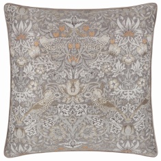 Morris & Co Strawberry Thief Feather Rich Cushion 55cm - Biscuit