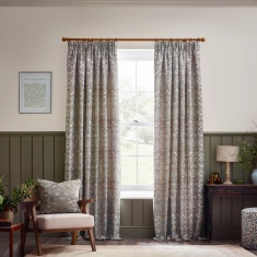 Morris & Co Strawberry Thief Jacquard Pencil Pleat Curtains - Biscuit Morris & Co Strawberry Thief Jacquard Pencil Pleat Curtains - Biscuit